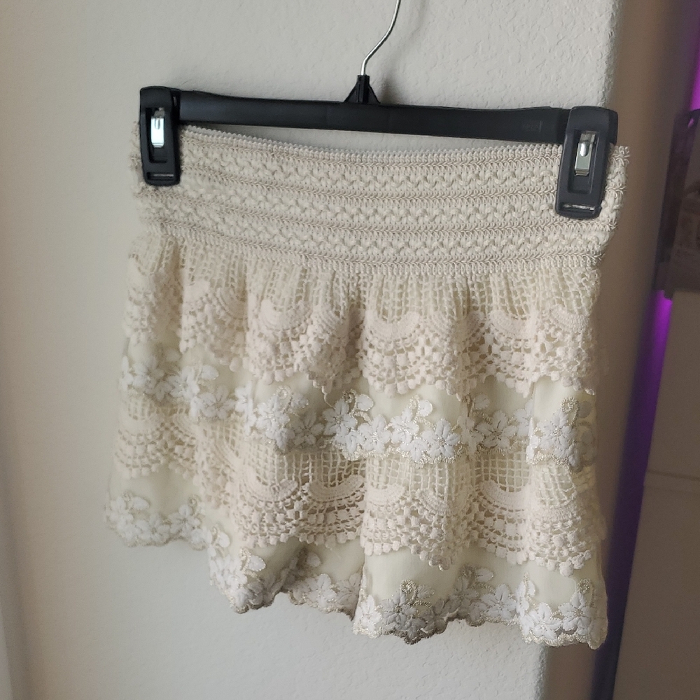 Cream Crochet Shorts